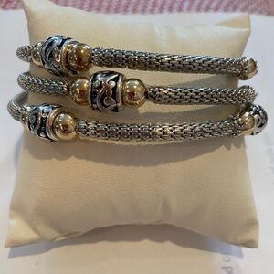 Triple- roll sliver mesh Arm Cuff - Women's Statement Upper Arm Bracelet
